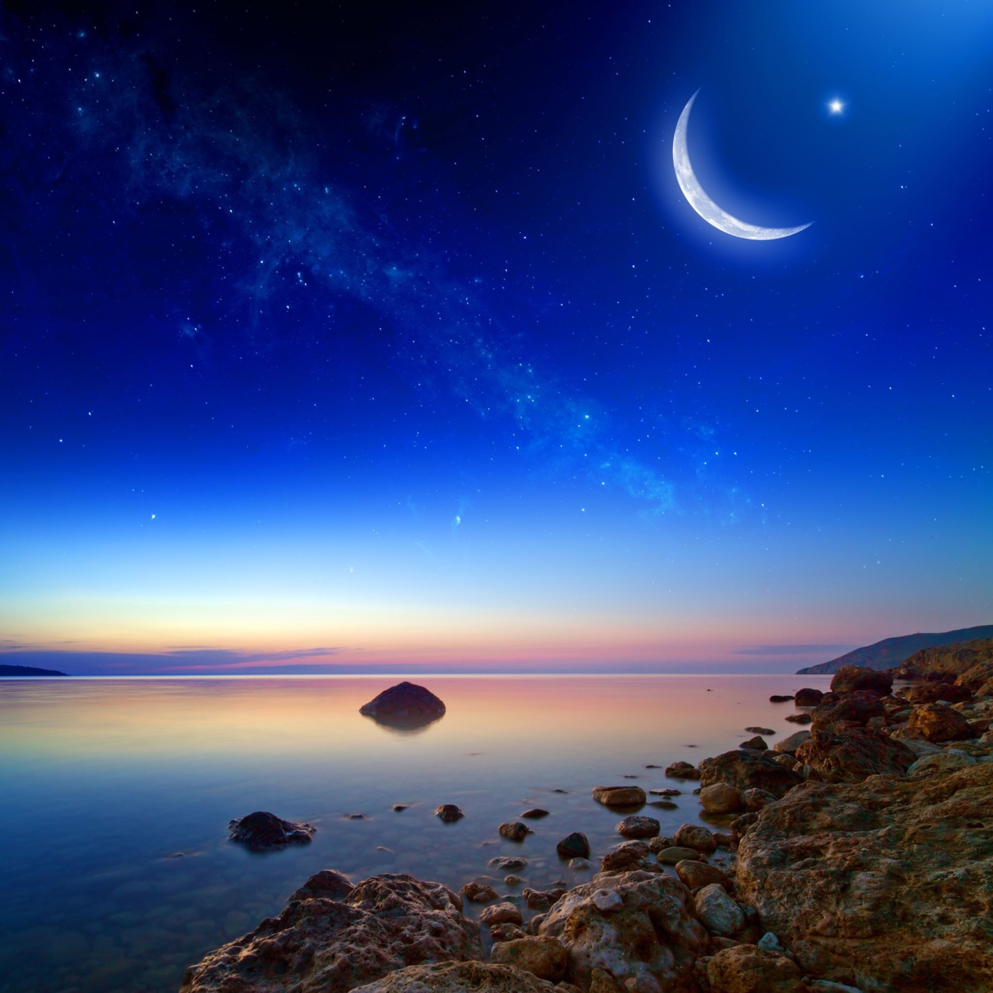 Coastal Moonlight Stars iPad Air Wallpaper Download ...