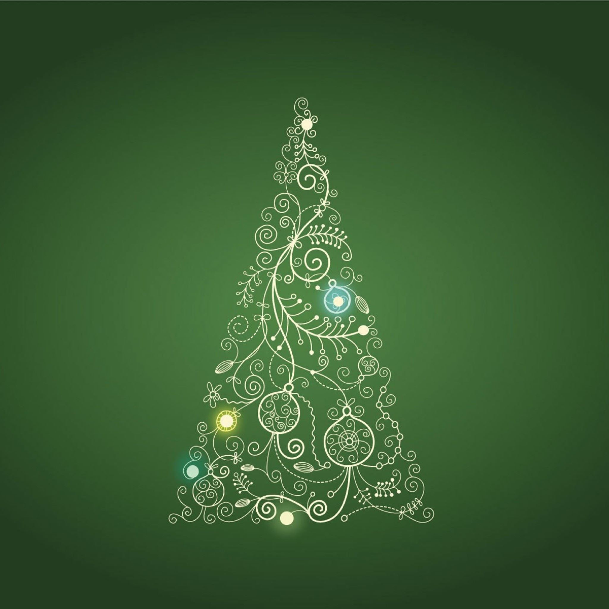 Christmas Tree on Green Background Illustration iPad Air Wallpaper Download | iPhone Wallpapers ...