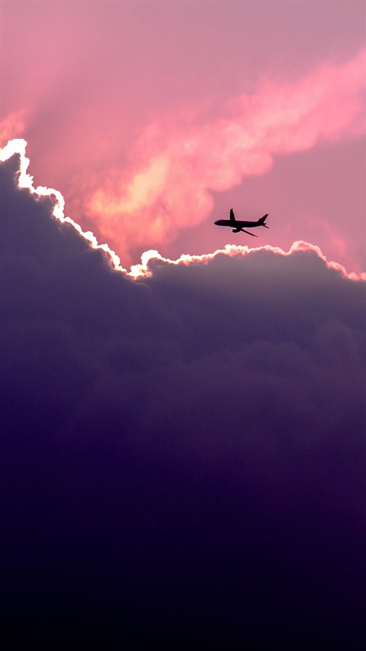 Plane Above Sunset Clouds iPhone 6 Wallpaper Download 