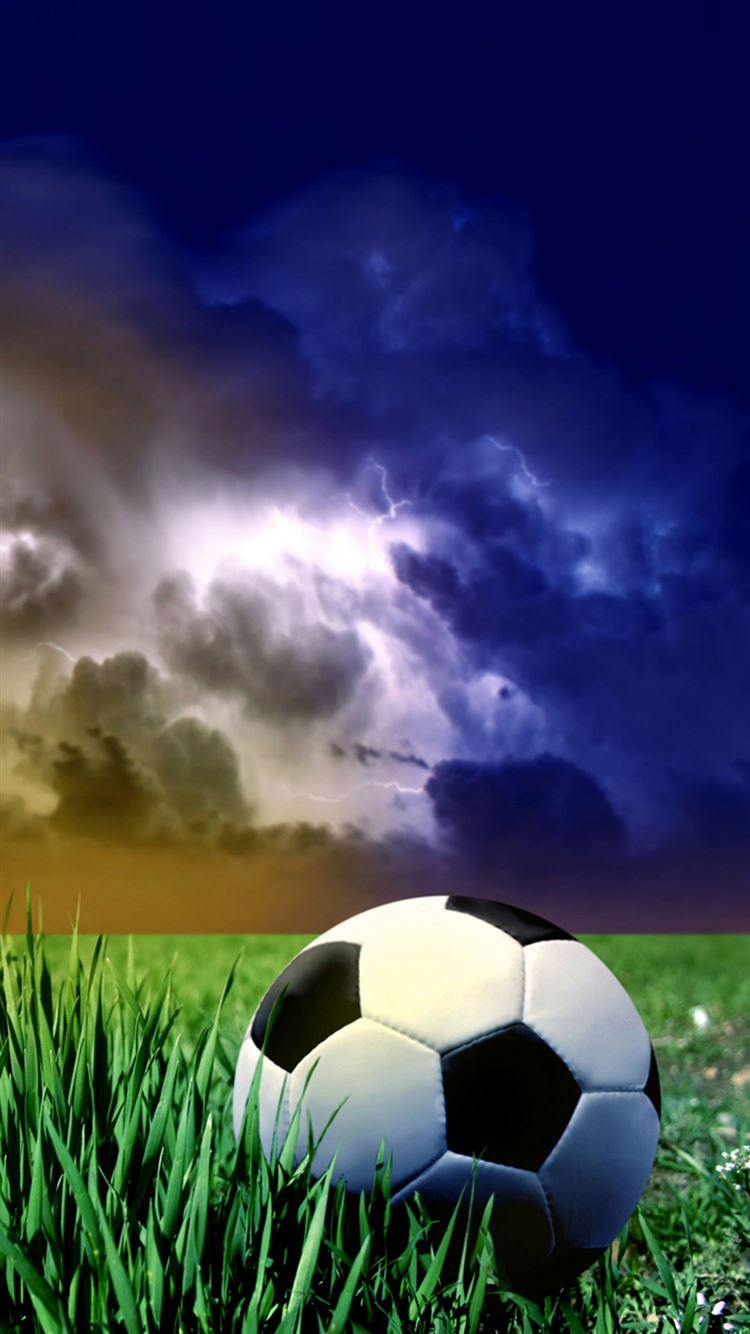 Storm Clouds Sky Grass Land Football Sport IPhone 8 Wallpaper